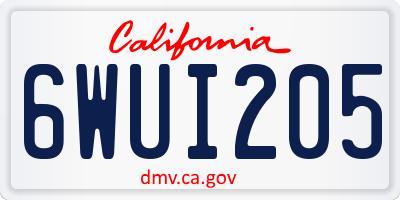 CA license plate 6WUI205