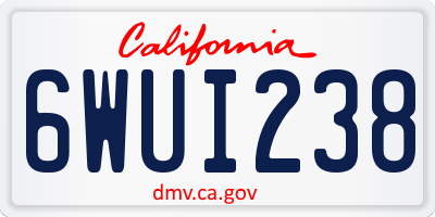 CA license plate 6WUI238