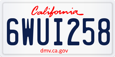 CA license plate 6WUI258
