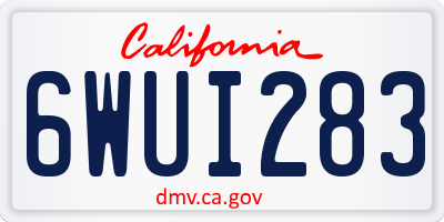 CA license plate 6WUI283