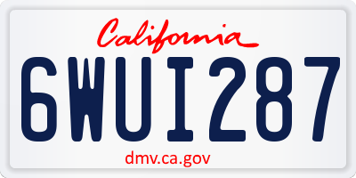 CA license plate 6WUI287