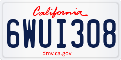 CA license plate 6WUI308