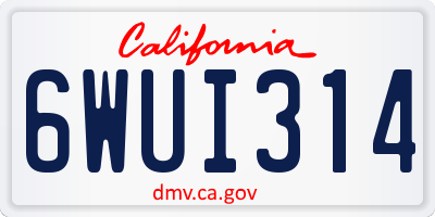CA license plate 6WUI314