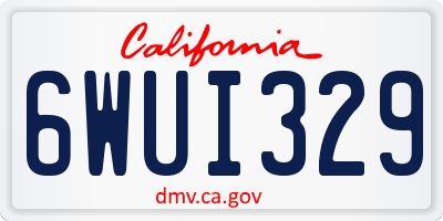 CA license plate 6WUI329