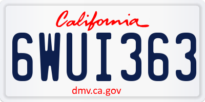 CA license plate 6WUI363