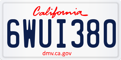 CA license plate 6WUI380
