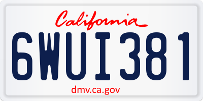 CA license plate 6WUI381