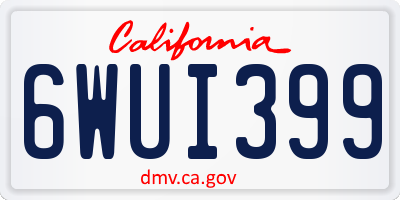 CA license plate 6WUI399