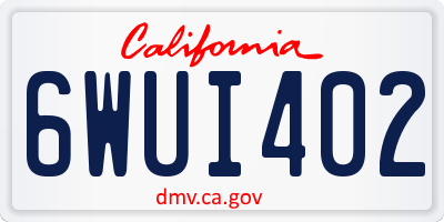CA license plate 6WUI402