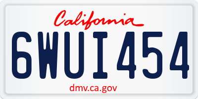 CA license plate 6WUI454