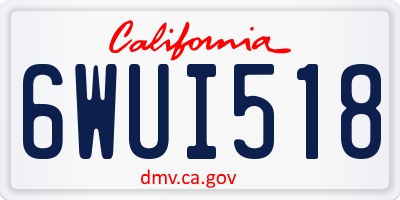 CA license plate 6WUI518