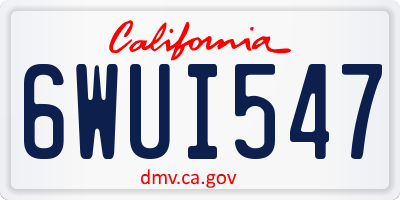 CA license plate 6WUI547