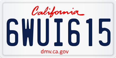 CA license plate 6WUI615