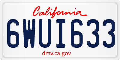 CA license plate 6WUI633