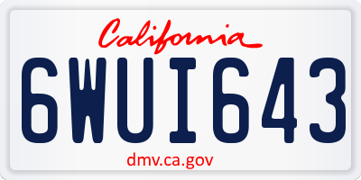 CA license plate 6WUI643