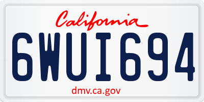 CA license plate 6WUI694