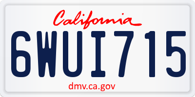 CA license plate 6WUI715