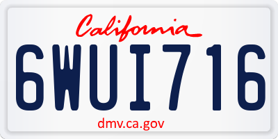 CA license plate 6WUI716