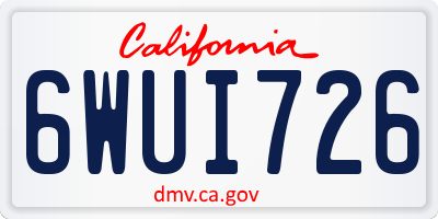 CA license plate 6WUI726
