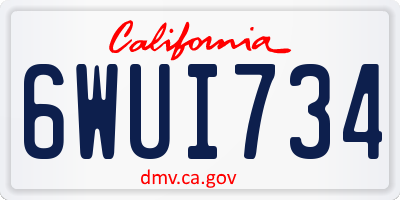 CA license plate 6WUI734