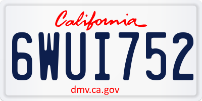 CA license plate 6WUI752