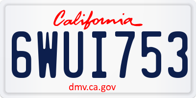 CA license plate 6WUI753