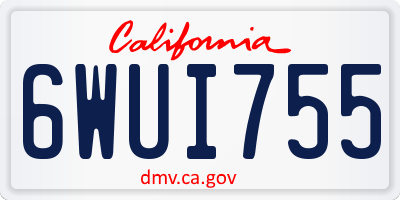 CA license plate 6WUI755