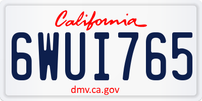 CA license plate 6WUI765