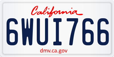 CA license plate 6WUI766