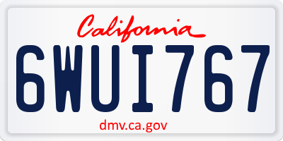 CA license plate 6WUI767
