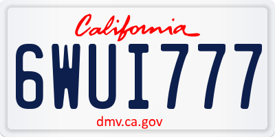 CA license plate 6WUI777