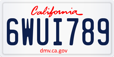 CA license plate 6WUI789