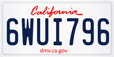 CA license plate 6WUI796
