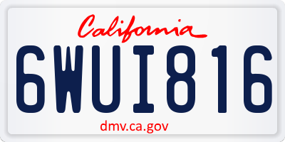 CA license plate 6WUI816