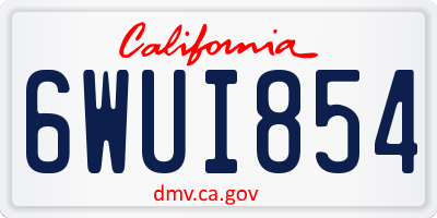 CA license plate 6WUI854
