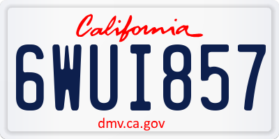 CA license plate 6WUI857