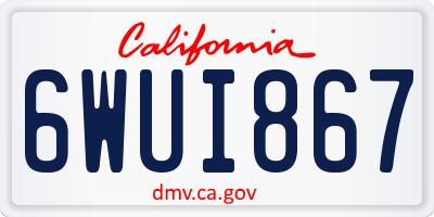 CA license plate 6WUI867