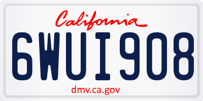 CA license plate 6WUI908