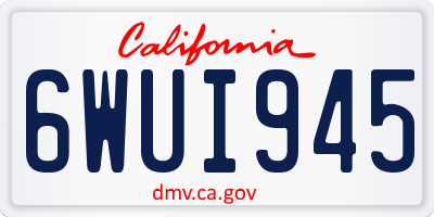 CA license plate 6WUI945