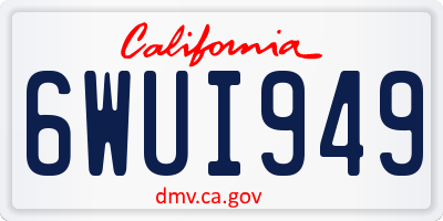 CA license plate 6WUI949