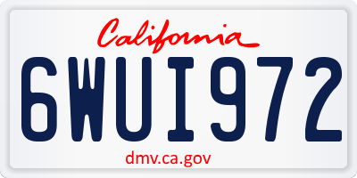 CA license plate 6WUI972