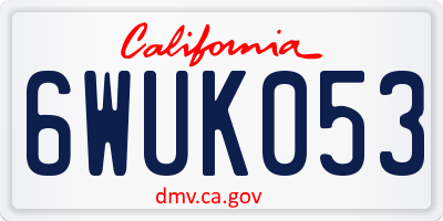 CA license plate 6WUK053