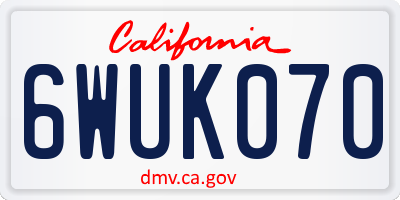 CA license plate 6WUK070