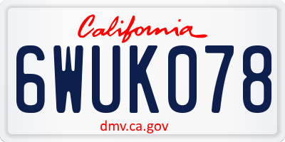 CA license plate 6WUK078