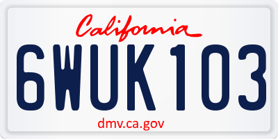 CA license plate 6WUK103