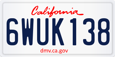 CA license plate 6WUK138