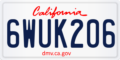 CA license plate 6WUK206