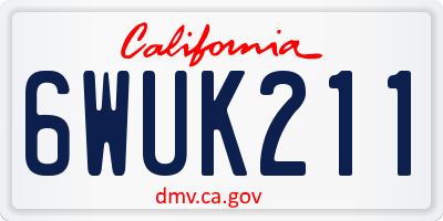 CA license plate 6WUK211