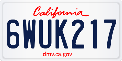 CA license plate 6WUK217