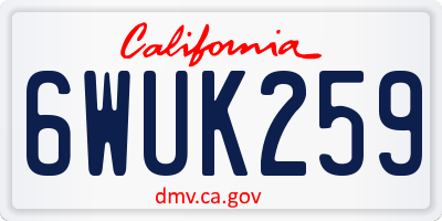 CA license plate 6WUK259